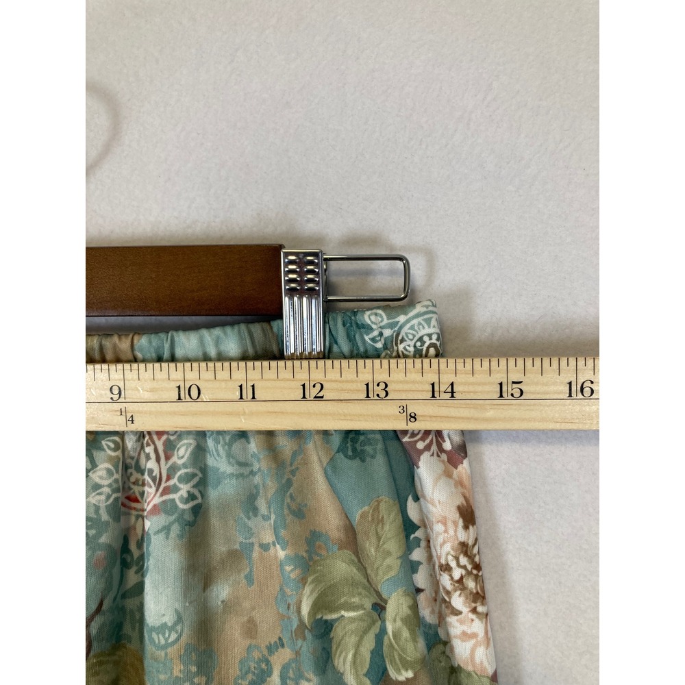 Vintage Cottagecore Floral Skirt Womens Size 12 Teal Pink Paisley Midi A-Line - Picture 6 of 8